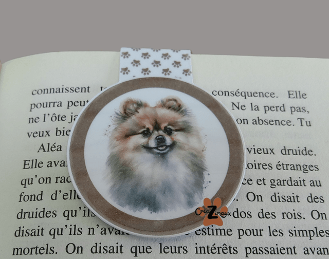 Marque pages Spitz allemand (magnétique ou standard) 