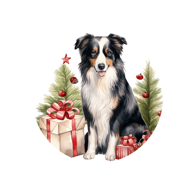 Porte clé Border Collie modèle Noël
