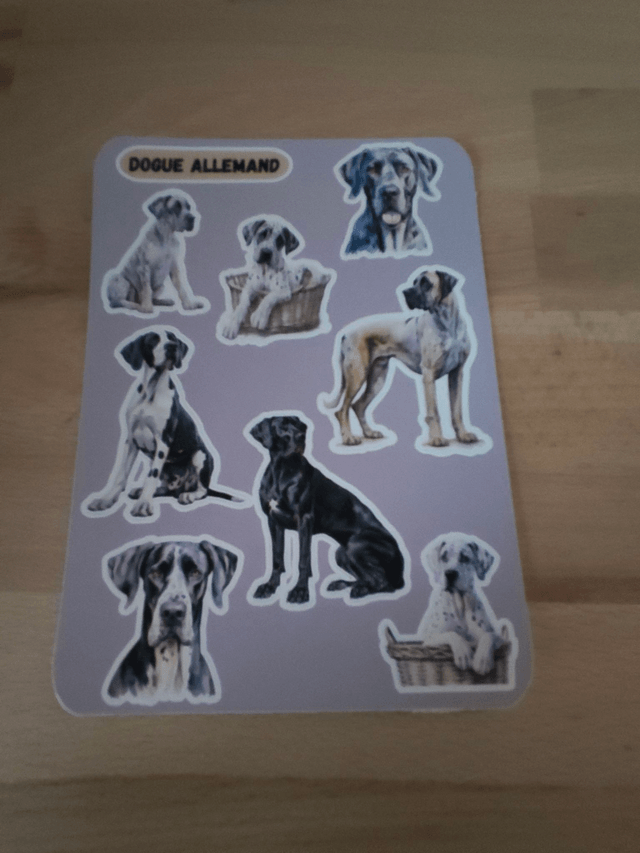 Planche stickers Dogue allemand