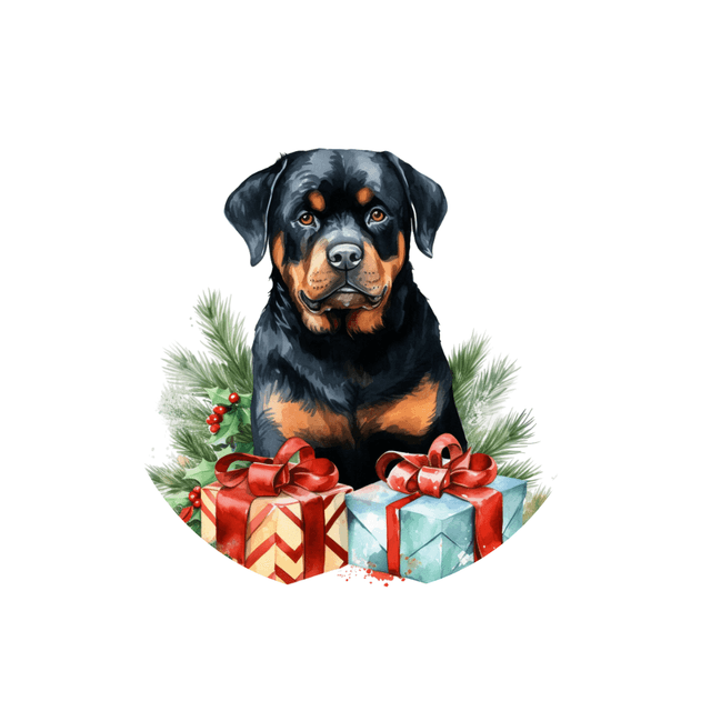 Porte clé Rottweiler modèle Noël