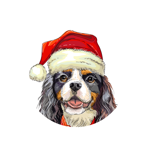 Porte clé Cavalier King Charles modèle Noël 