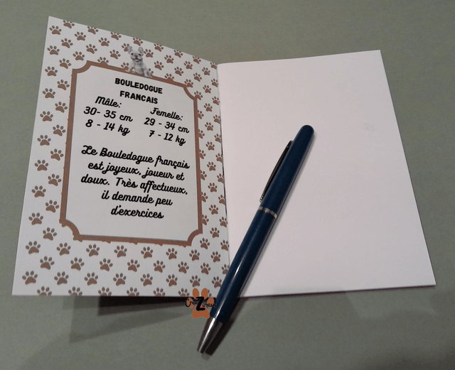 Carnet de note Bouledogue français