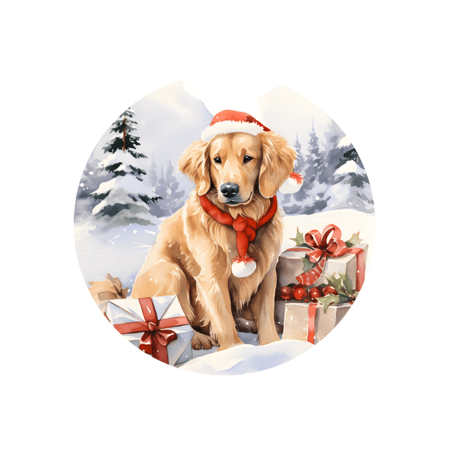Porte clé Golden Retriever modèle Noël
