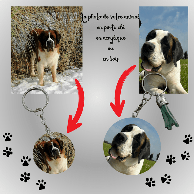 Porte clé personnalisable avec la photo de votre animal